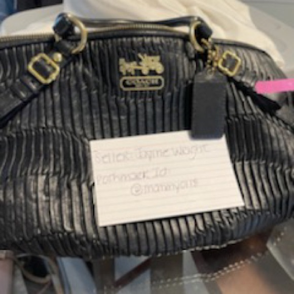 Coach Handbags - Coach Madison Black Pleated Leather Bag